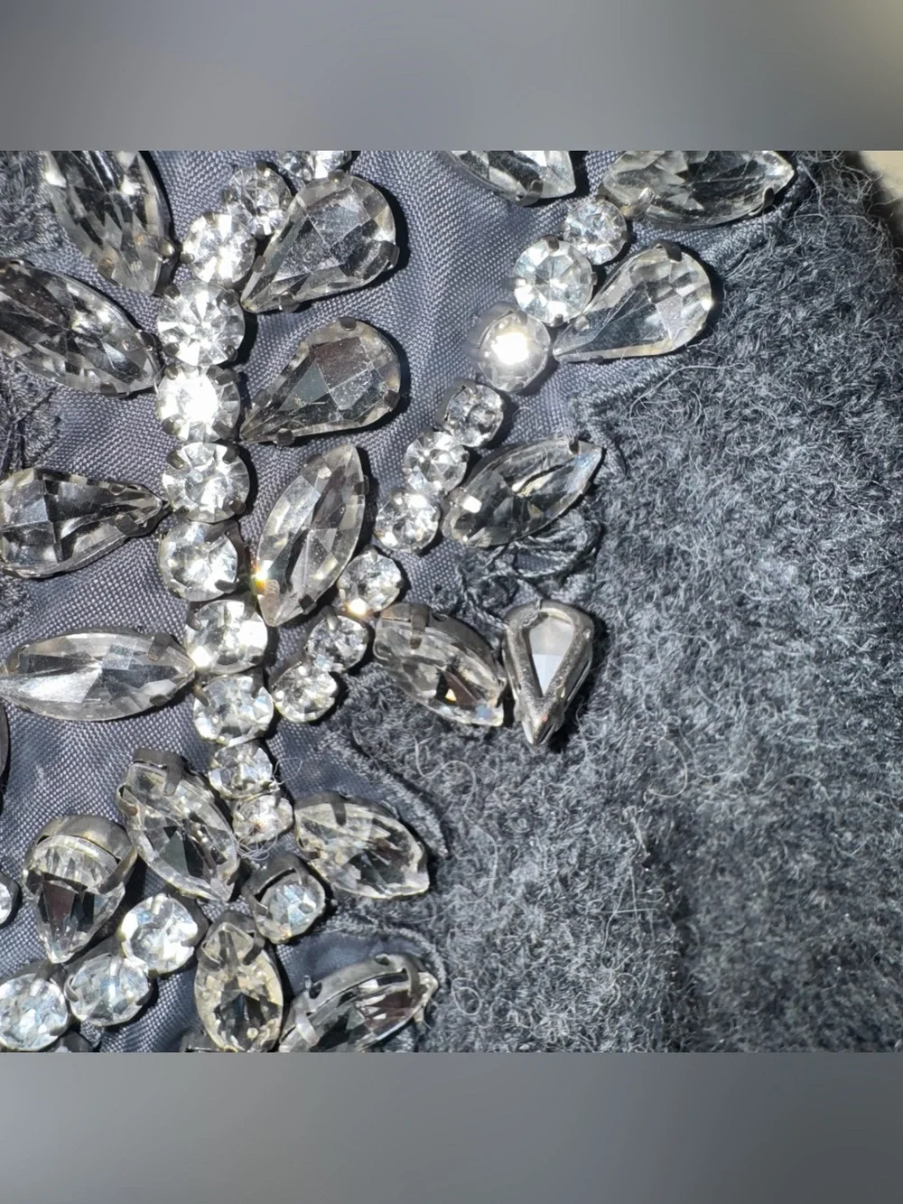 Veronica Beard Valerie Sweater Crystal Embellished Rhinestone Wool Gray Size XS